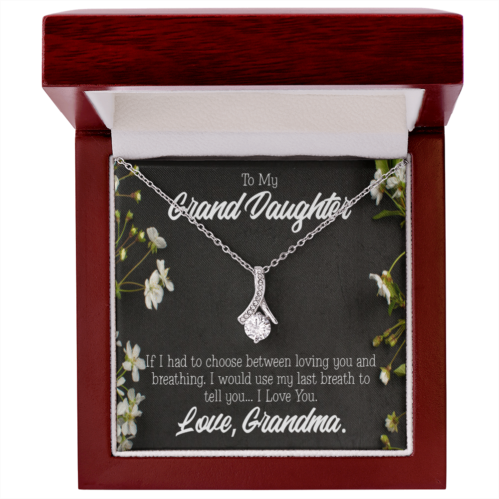 To My Granddaughter Last Breath Grandma Alluring Ribbon Necklace Message Card-Express Your Love Gifts