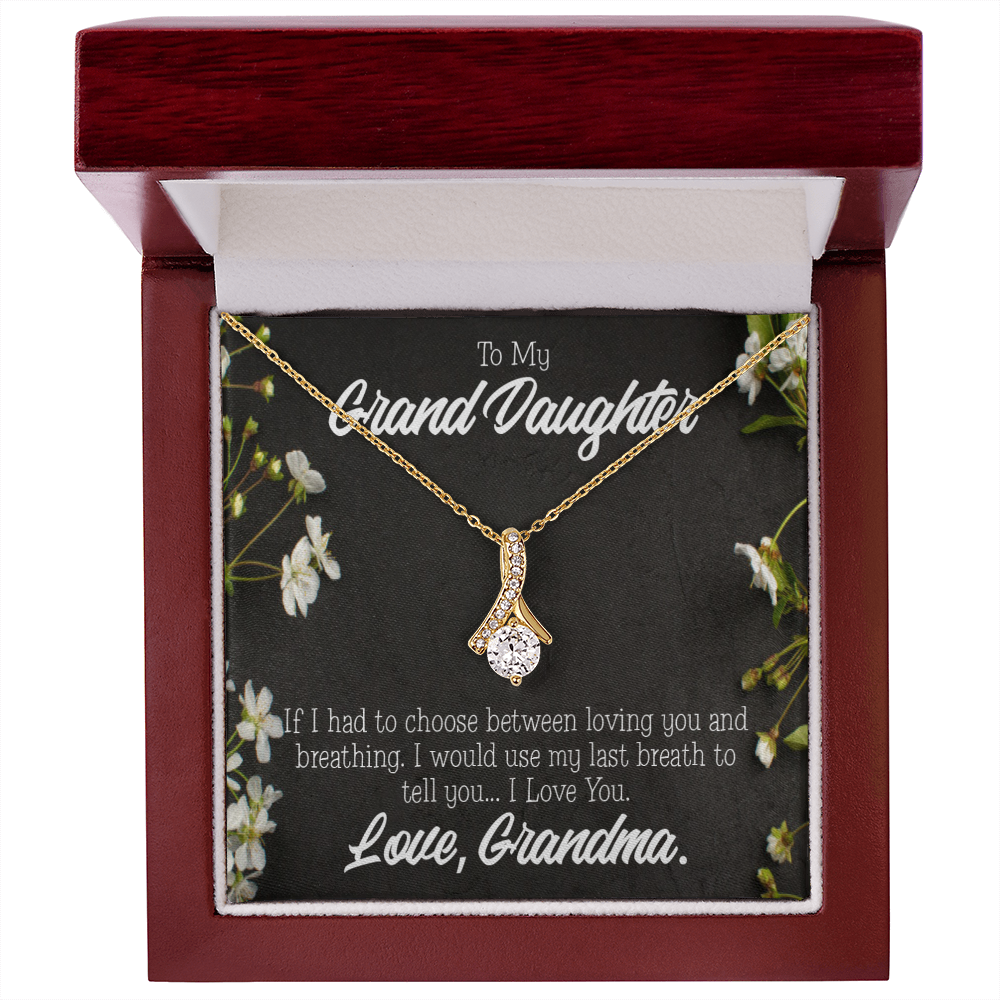 To My Granddaughter Last Breath Grandma Alluring Ribbon Necklace Message Card-Express Your Love Gifts