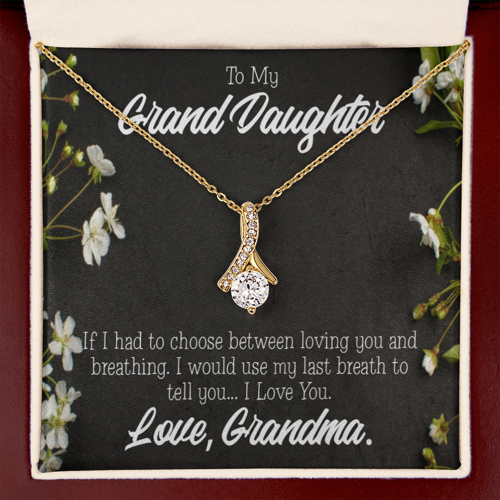 To My Granddaughter Last Breath Grandma Alluring Ribbon Necklace Message Card-Express Your Love Gifts