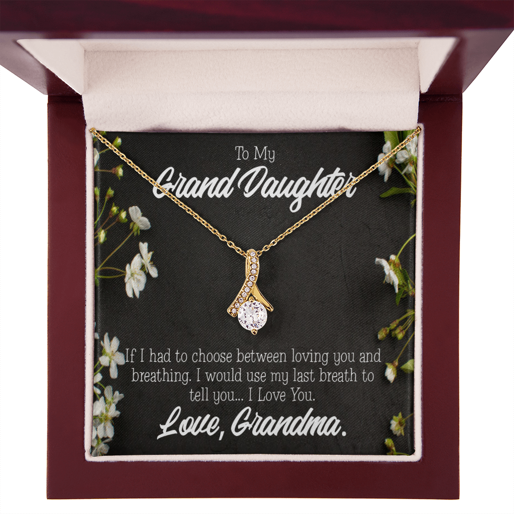 To My Granddaughter Last Breath Grandma Alluring Ribbon Necklace Message Card-Express Your Love Gifts