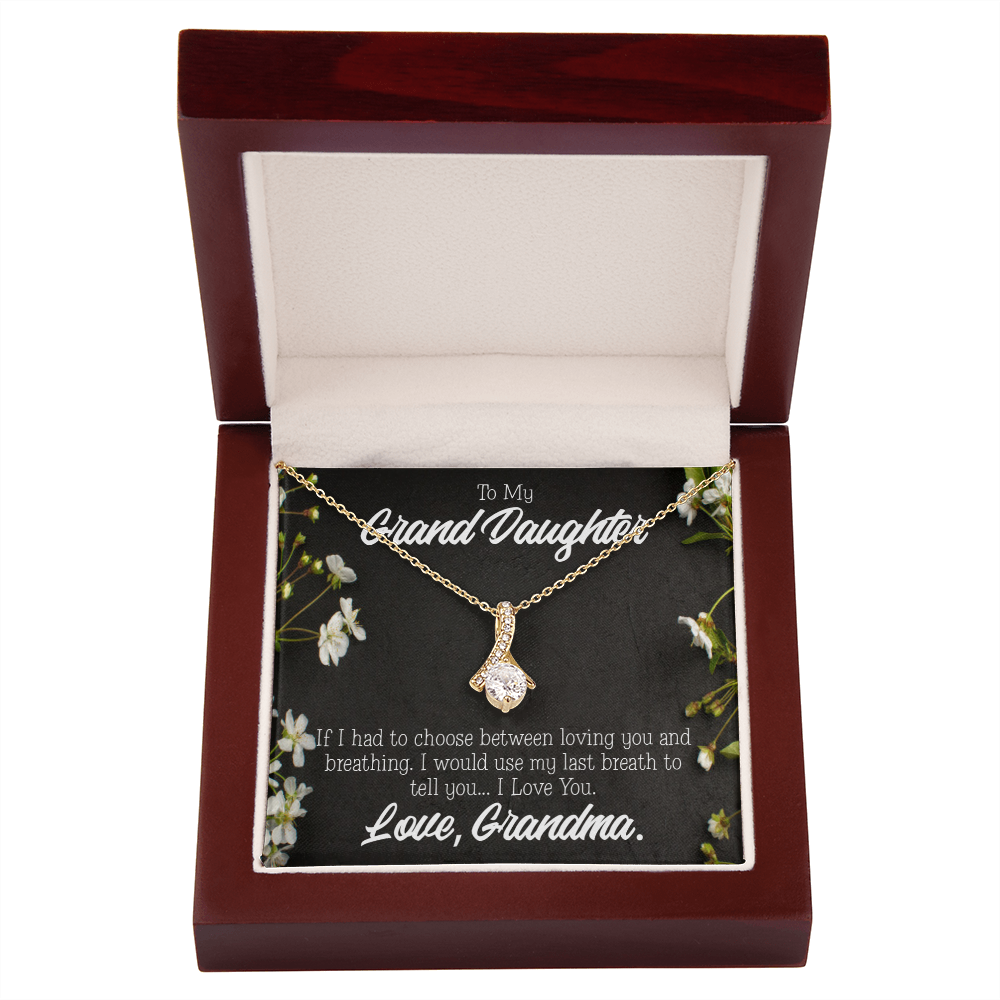 To My Granddaughter Last Breath Grandma Alluring Ribbon Necklace Message Card-Express Your Love Gifts