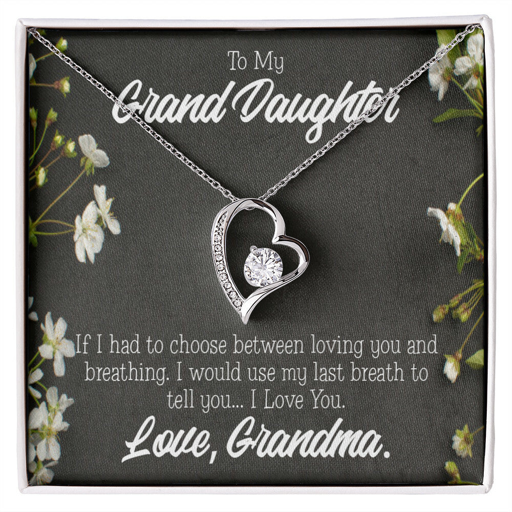 To My Granddaughter Last Breath Grandma Forever Necklace w Message Card-Express Your Love Gifts