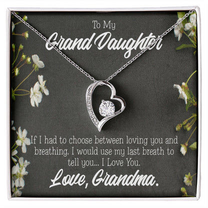 To My Granddaughter Last Breath Grandma Forever Necklace w Message Card-Express Your Love Gifts