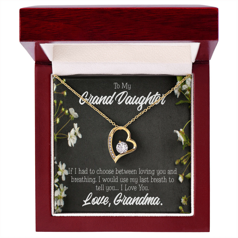 To My Granddaughter Last Breath Grandma Forever Necklace w Message Card-Express Your Love Gifts