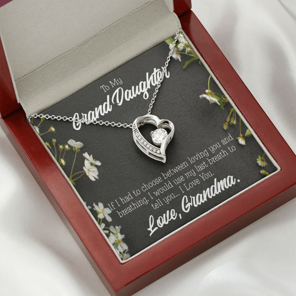 To My Granddaughter Last Breath Grandma Forever Necklace w Message Card-Express Your Love Gifts