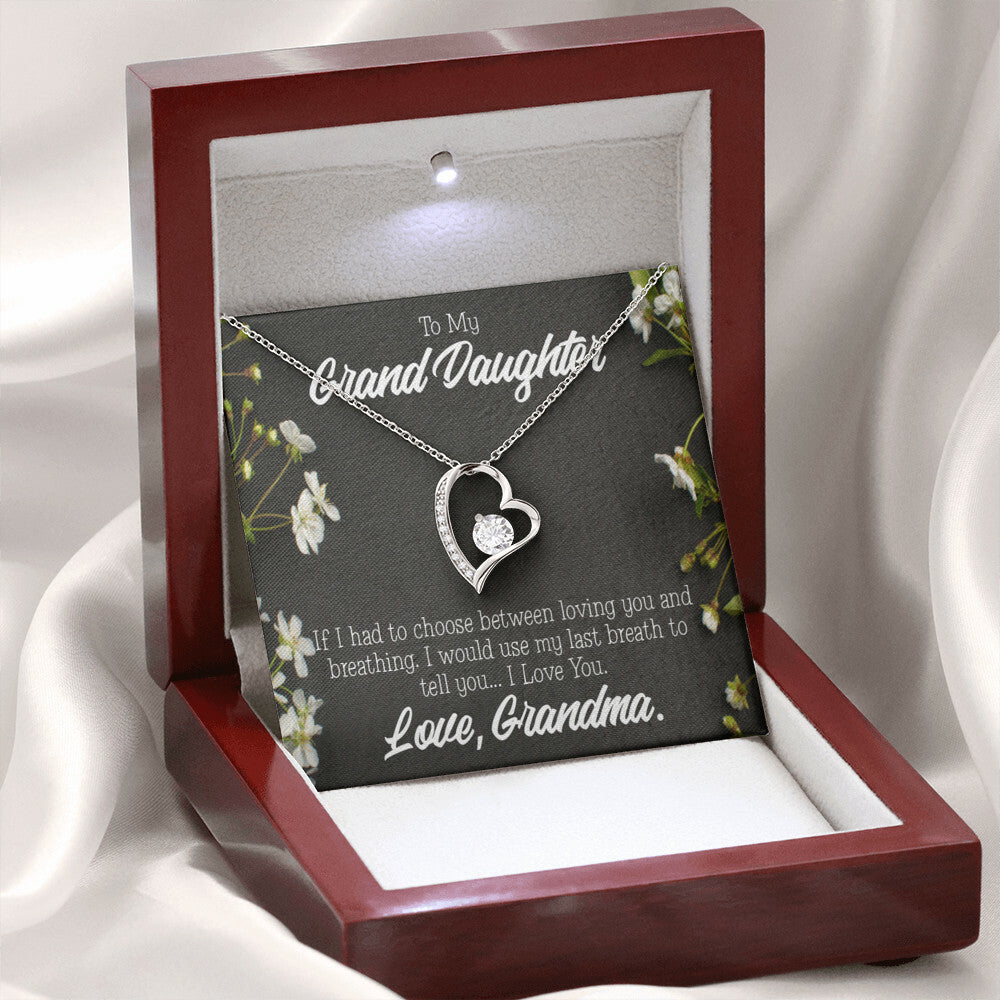 To My Granddaughter Last Breath Grandma Forever Necklace w Message Card-Express Your Love Gifts