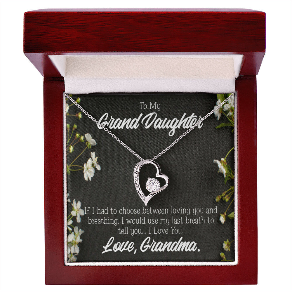 To My Granddaughter Last Breath Grandma Forever Necklace w Message Card-Express Your Love Gifts