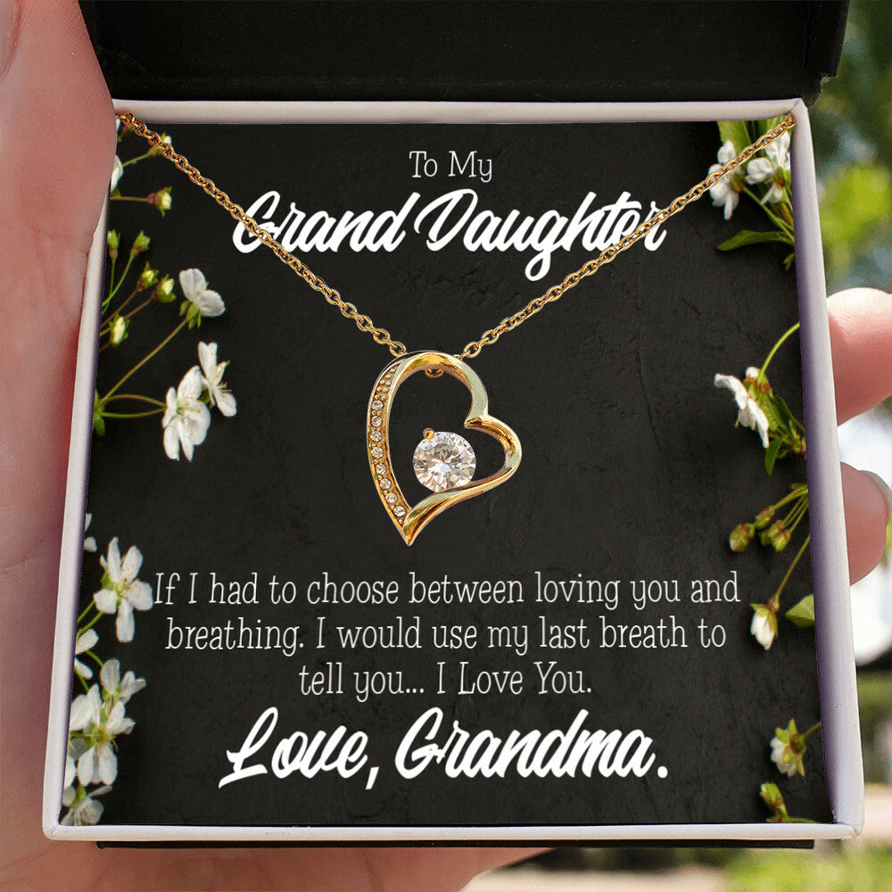 To My Granddaughter Last Breath Grandma Forever Necklace w Message Card-Express Your Love Gifts