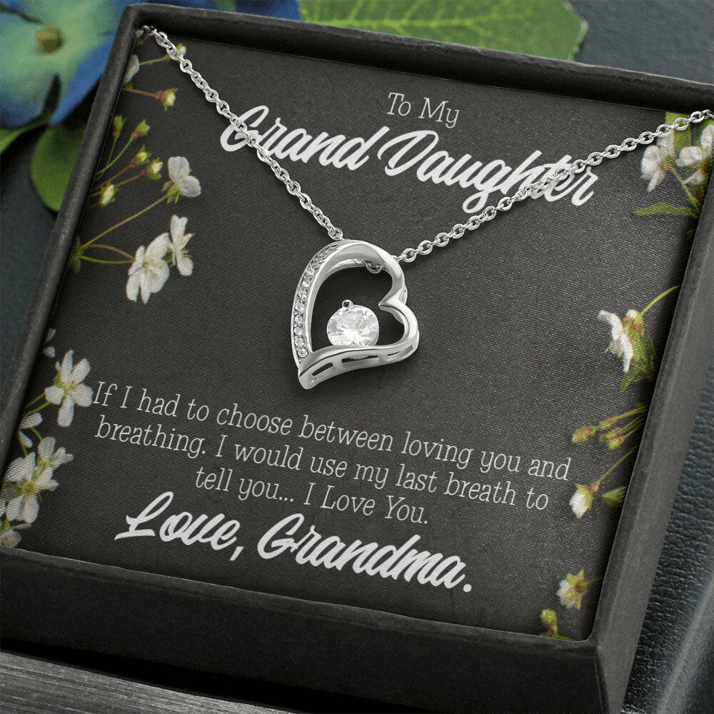 To My Granddaughter Last Breath Grandma Forever Necklace w Message Card-Express Your Love Gifts