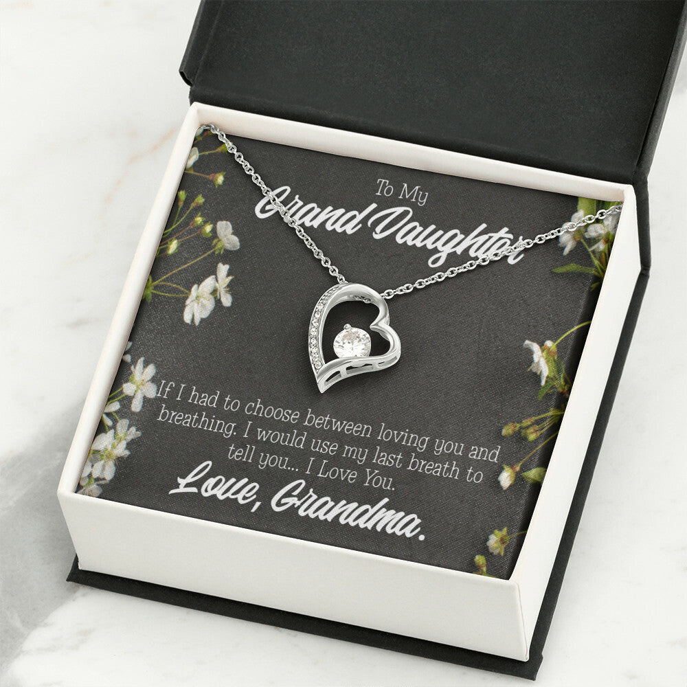To My Granddaughter Last Breath Grandma Forever Necklace w Message Card-Express Your Love Gifts