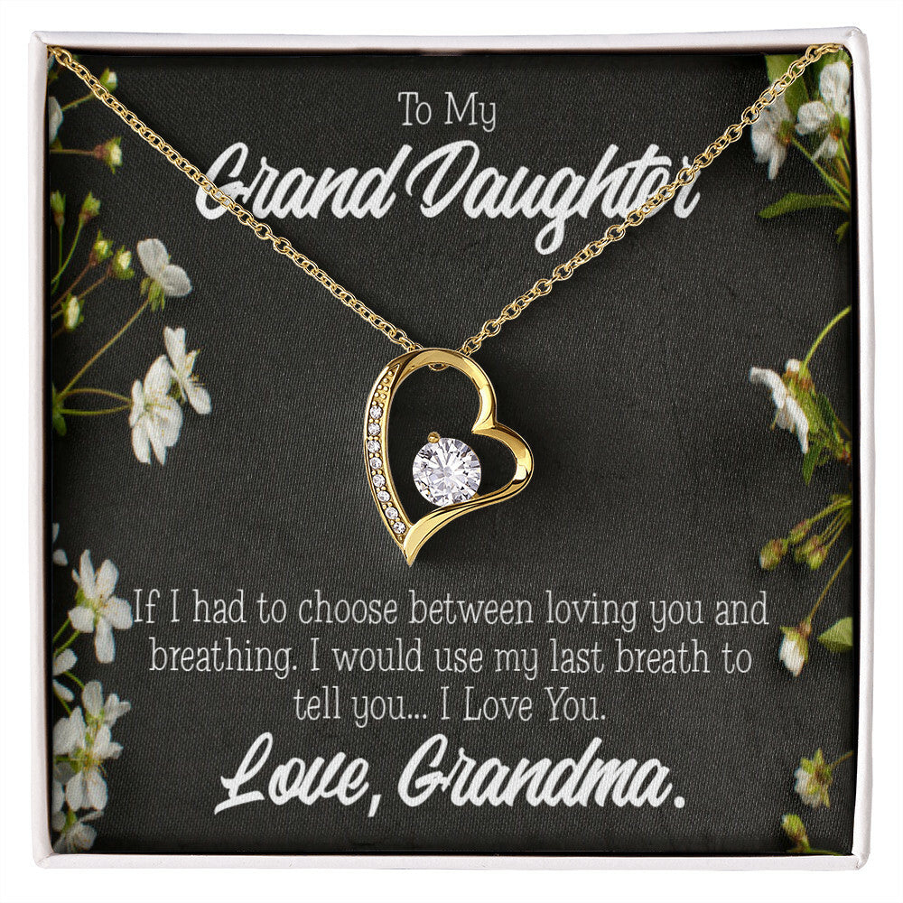 To My Granddaughter Last Breath Grandma Forever Necklace w Message Card-Express Your Love Gifts