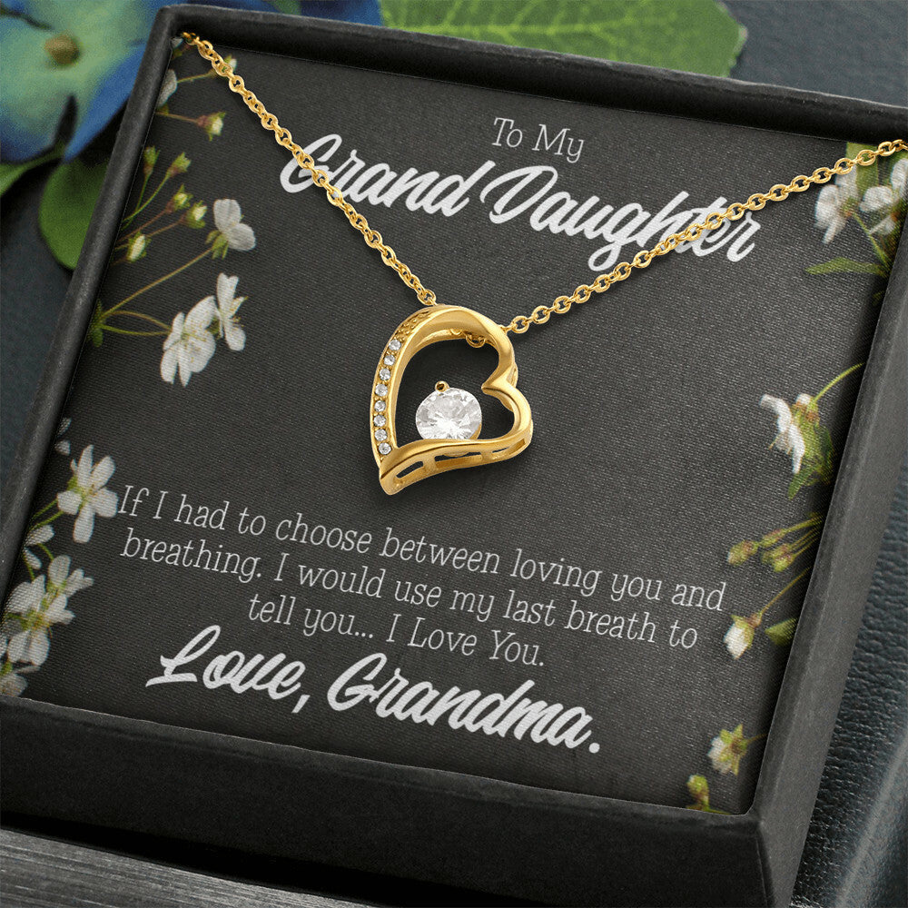 To My Granddaughter Last Breath Grandma Forever Necklace w Message Card-Express Your Love Gifts