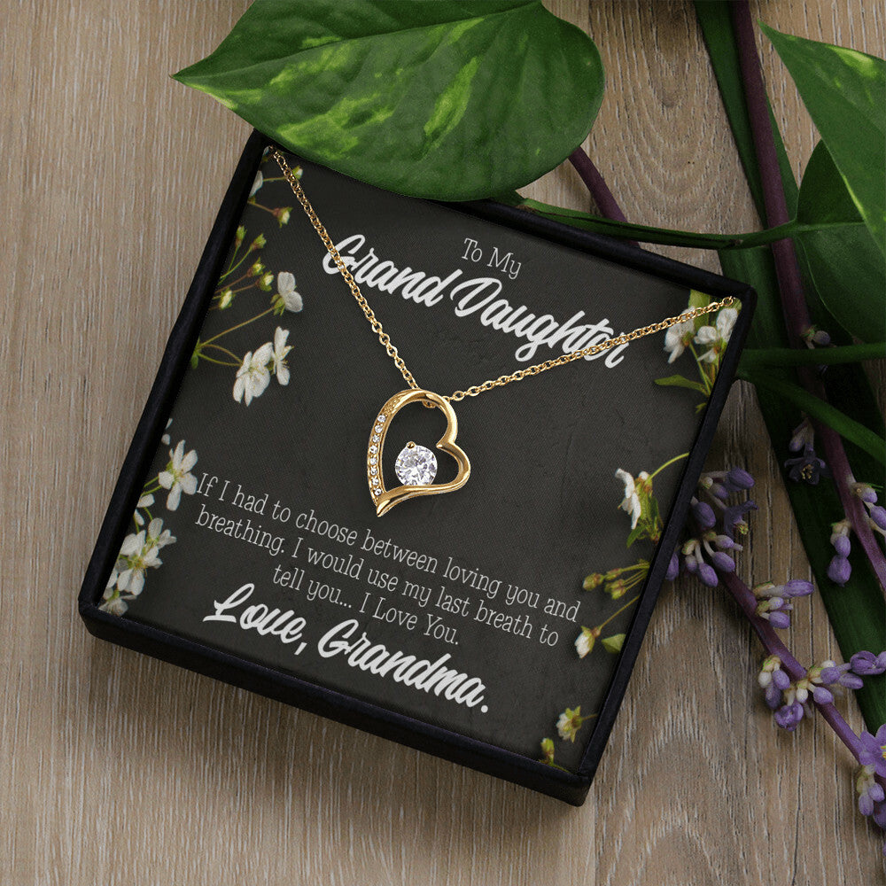 To My Granddaughter Last Breath Grandma Forever Necklace w Message Card-Express Your Love Gifts