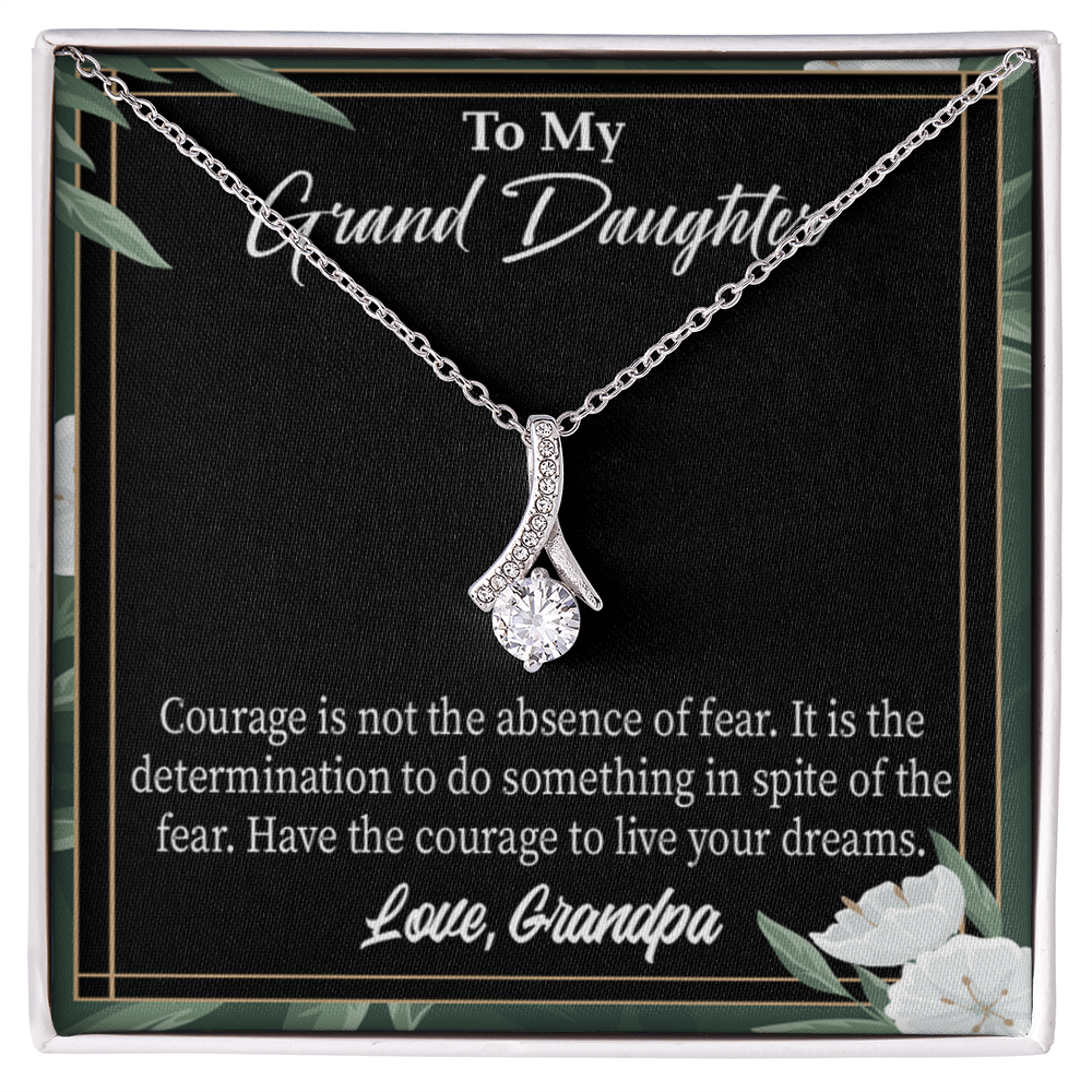 To My Granddaughter Live Your Dreams Alluring Ribbon Necklace Message Card-Express Your Love Gifts