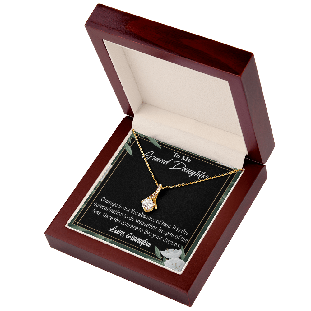 To My Granddaughter Live Your Dreams Alluring Ribbon Necklace Message Card-Express Your Love Gifts