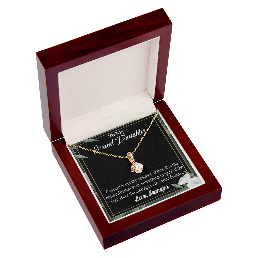 To My Granddaughter Live Your Dreams Alluring Ribbon Necklace Message Card-Express Your Love Gifts
