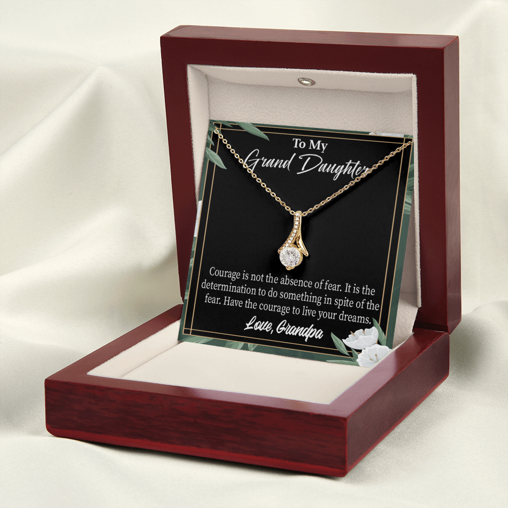 To My Granddaughter Live Your Dreams Alluring Ribbon Necklace Message Card-Express Your Love Gifts
