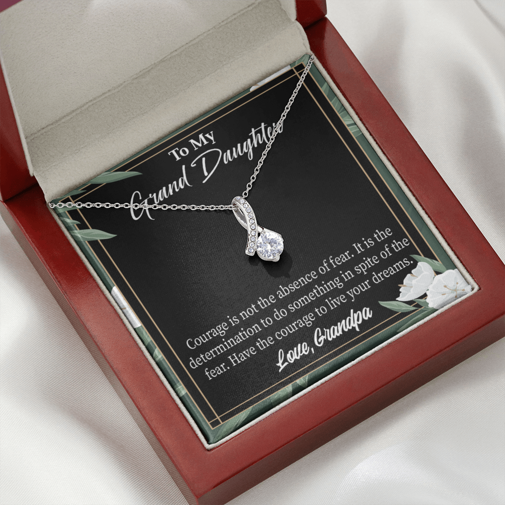 To My Granddaughter Live Your Dreams Alluring Ribbon Necklace Message Card-Express Your Love Gifts