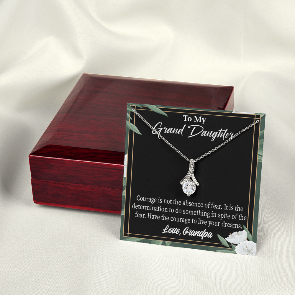 To My Granddaughter Live Your Dreams Alluring Ribbon Necklace Message Card-Express Your Love Gifts