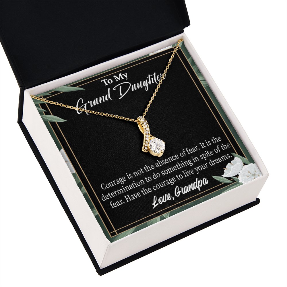To My Granddaughter Live Your Dreams Alluring Ribbon Necklace Message Card-Express Your Love Gifts