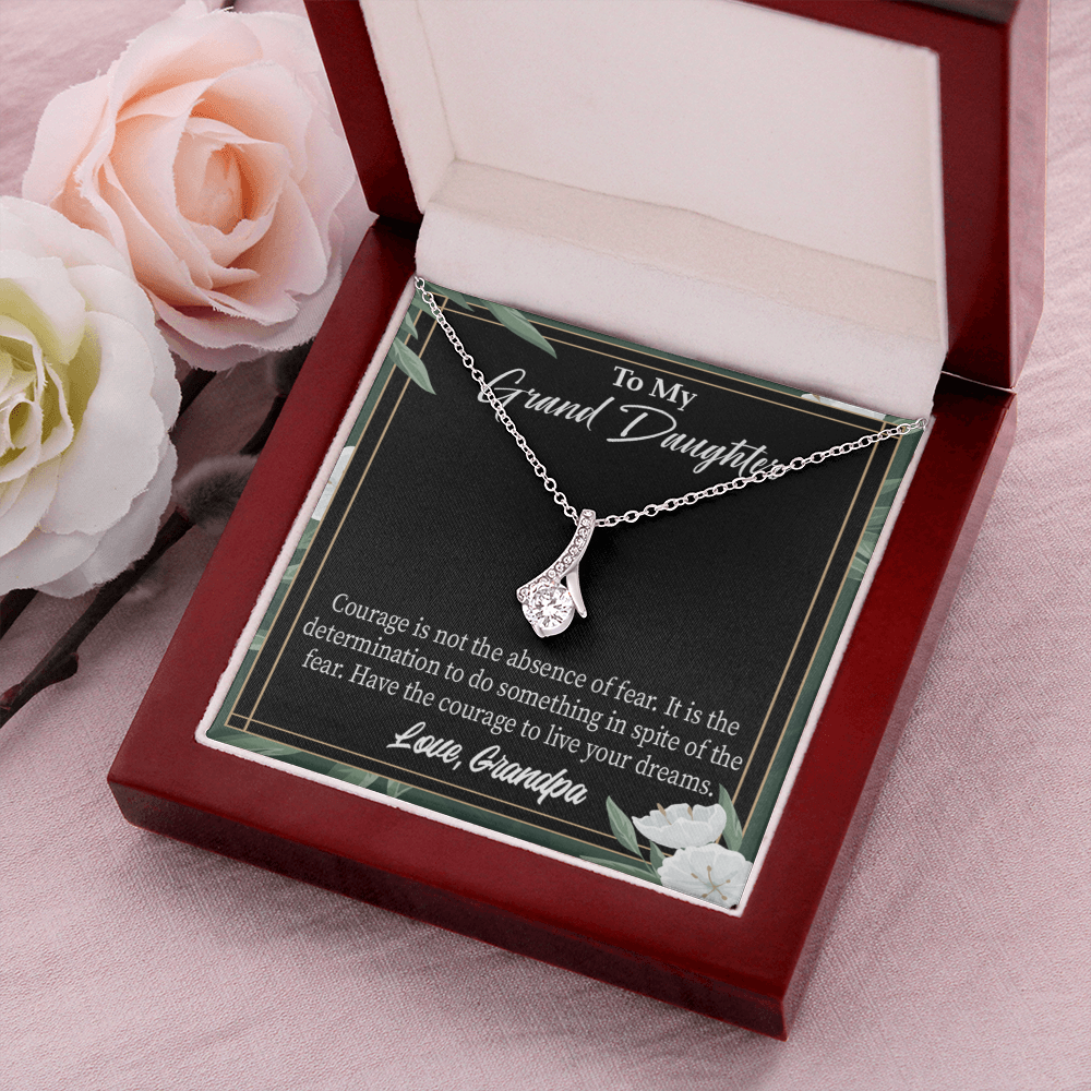 To My Granddaughter Live Your Dreams Alluring Ribbon Necklace Message Card-Express Your Love Gifts