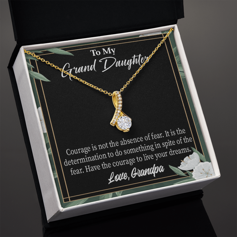 To My Granddaughter Live Your Dreams Alluring Ribbon Necklace Message Card-Express Your Love Gifts