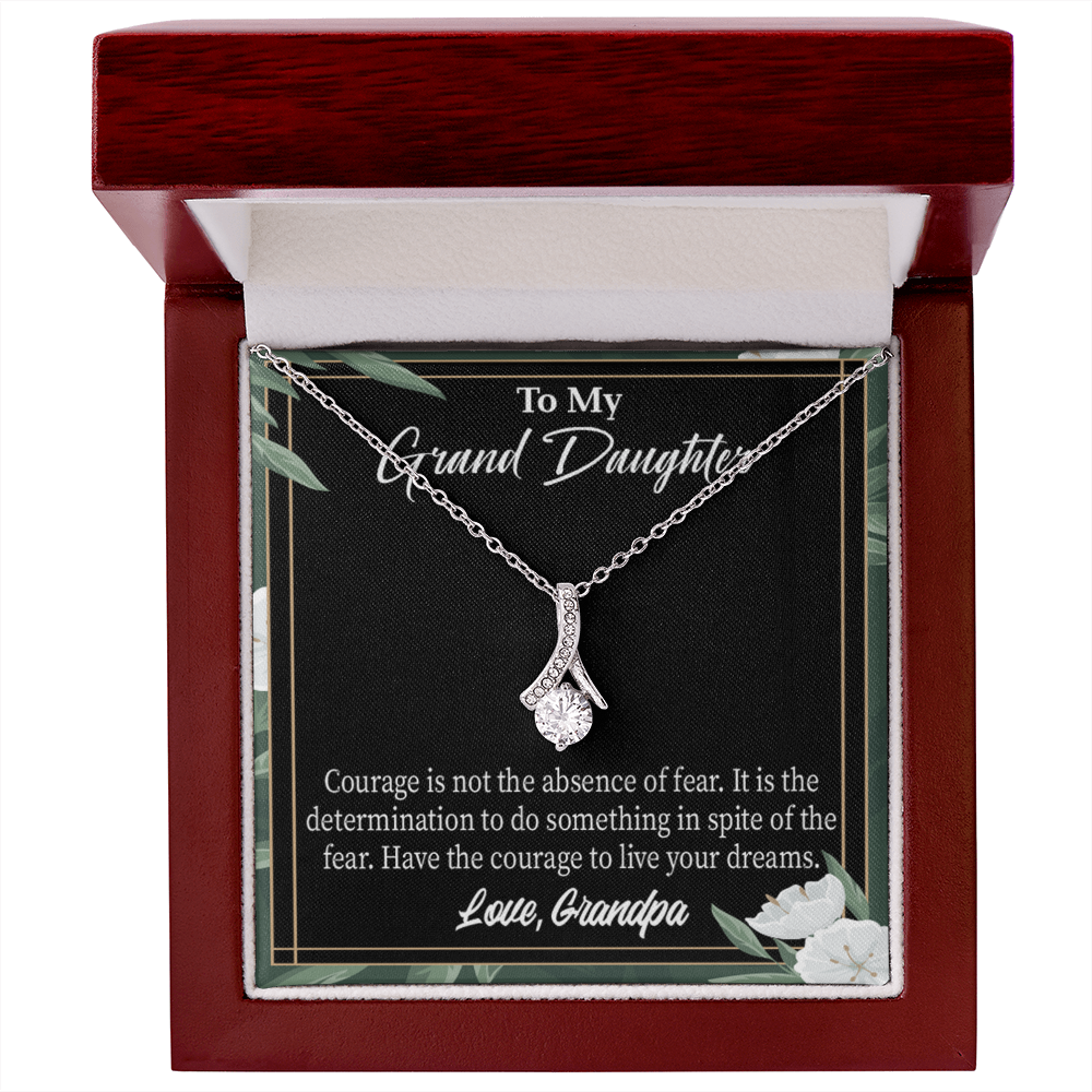 To My Granddaughter Live Your Dreams Alluring Ribbon Necklace Message Card-Express Your Love Gifts
