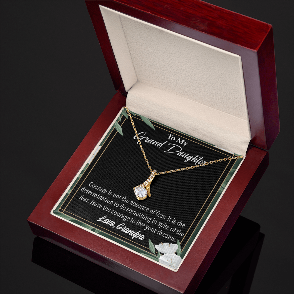 To My Granddaughter Live Your Dreams Alluring Ribbon Necklace Message Card-Express Your Love Gifts