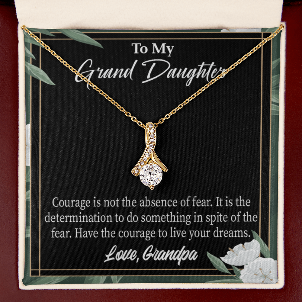 To My Granddaughter Live Your Dreams Alluring Ribbon Necklace Message Card-Express Your Love Gifts