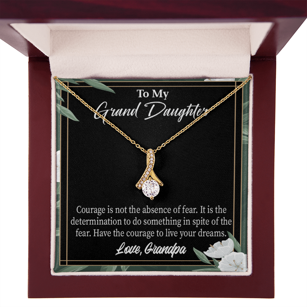To My Granddaughter Live Your Dreams Alluring Ribbon Necklace Message Card-Express Your Love Gifts