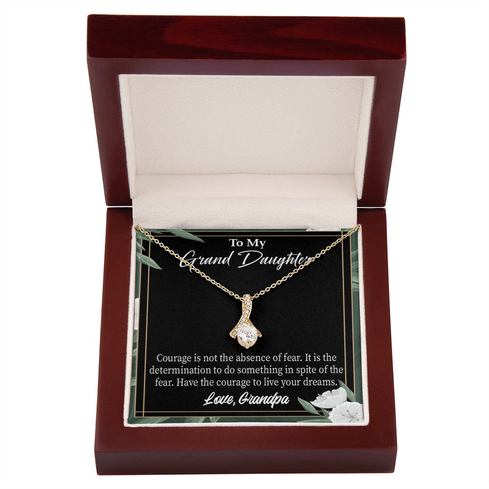 To My Granddaughter Live Your Dreams Alluring Ribbon Necklace Message Card-Express Your Love Gifts