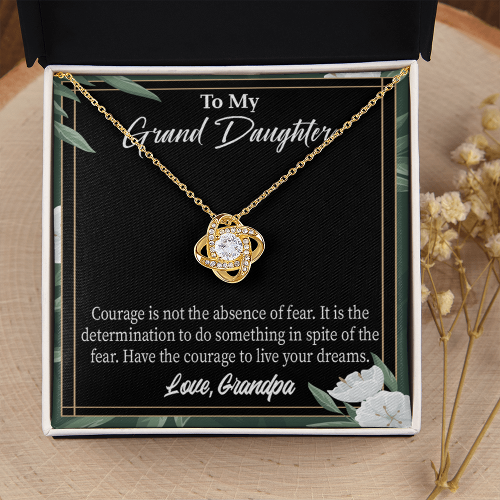 To My Granddaughter Live Your Dreams From Grandpa Infinity Knot Necklace Message Card-Express Your Love Gifts