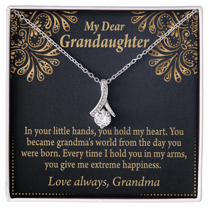 To My Granddaughter Love Means A Grandchild Alluring Ribbon Necklace Message Card-Express Your Love Gifts
