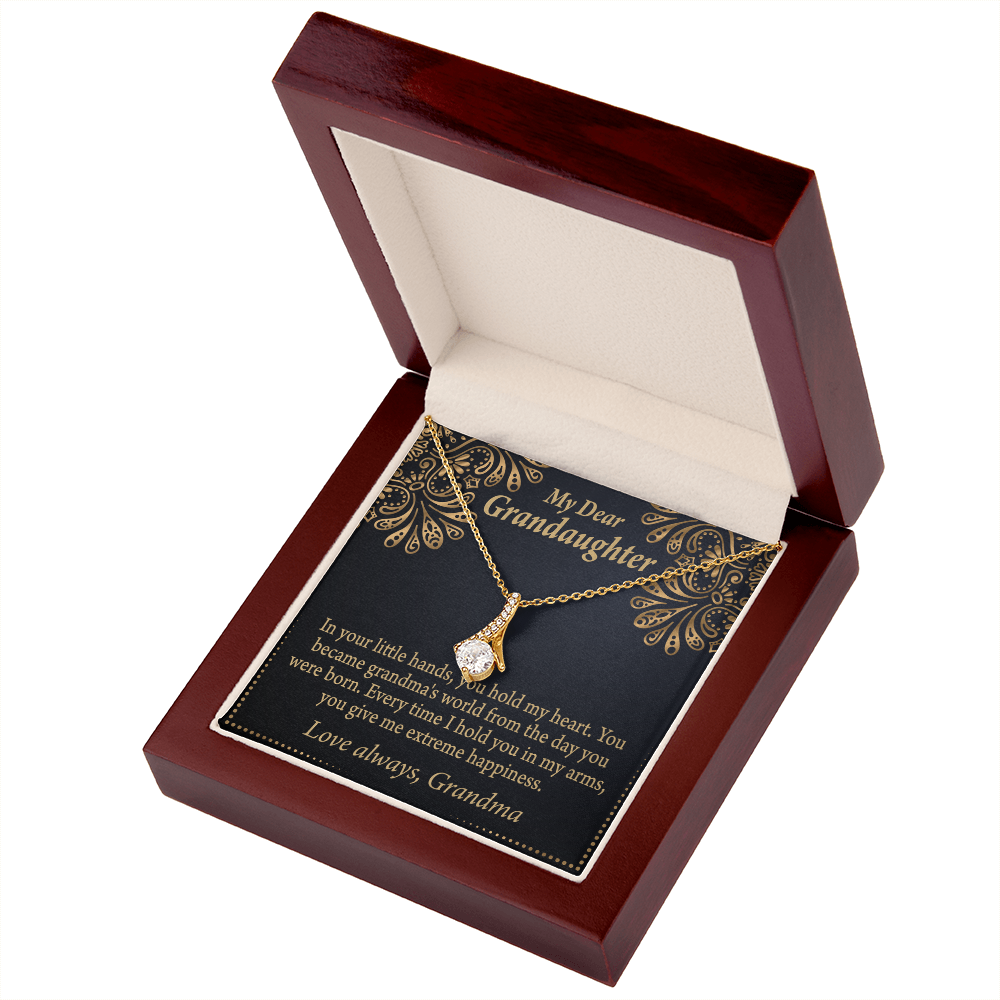 To My Granddaughter Love Means A Grandchild Alluring Ribbon Necklace Message Card-Express Your Love Gifts