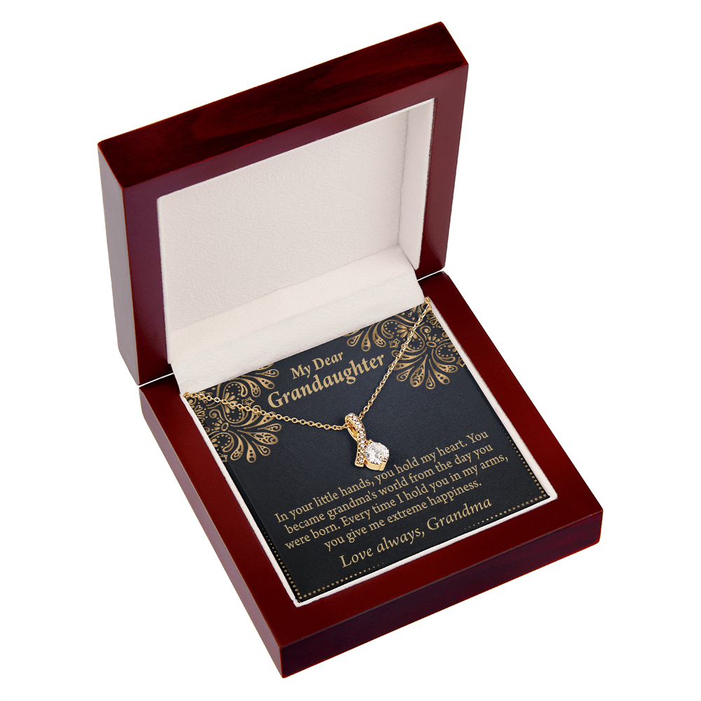 To My Granddaughter Love Means A Grandchild Alluring Ribbon Necklace Message Card-Express Your Love Gifts