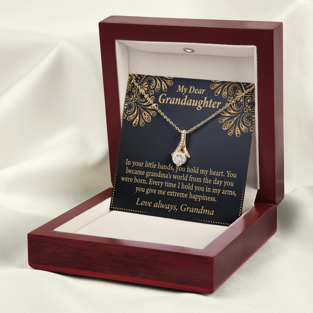 To My Granddaughter Love Means A Grandchild Alluring Ribbon Necklace Message Card-Express Your Love Gifts