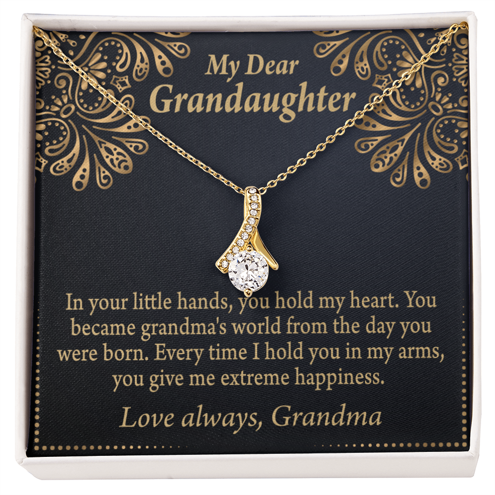 To My Granddaughter Love Means A Grandchild Alluring Ribbon Necklace Message Card-Express Your Love Gifts