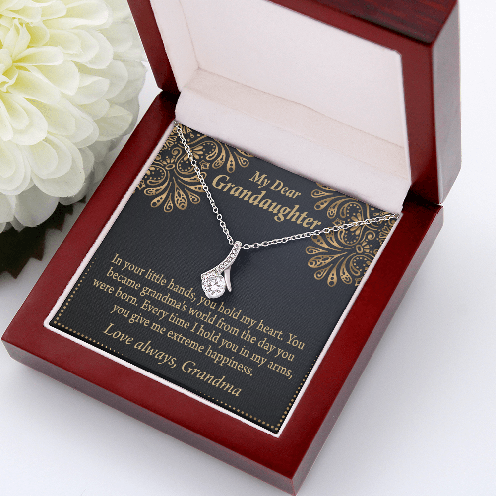 To My Granddaughter Love Means A Grandchild Alluring Ribbon Necklace Message Card-Express Your Love Gifts