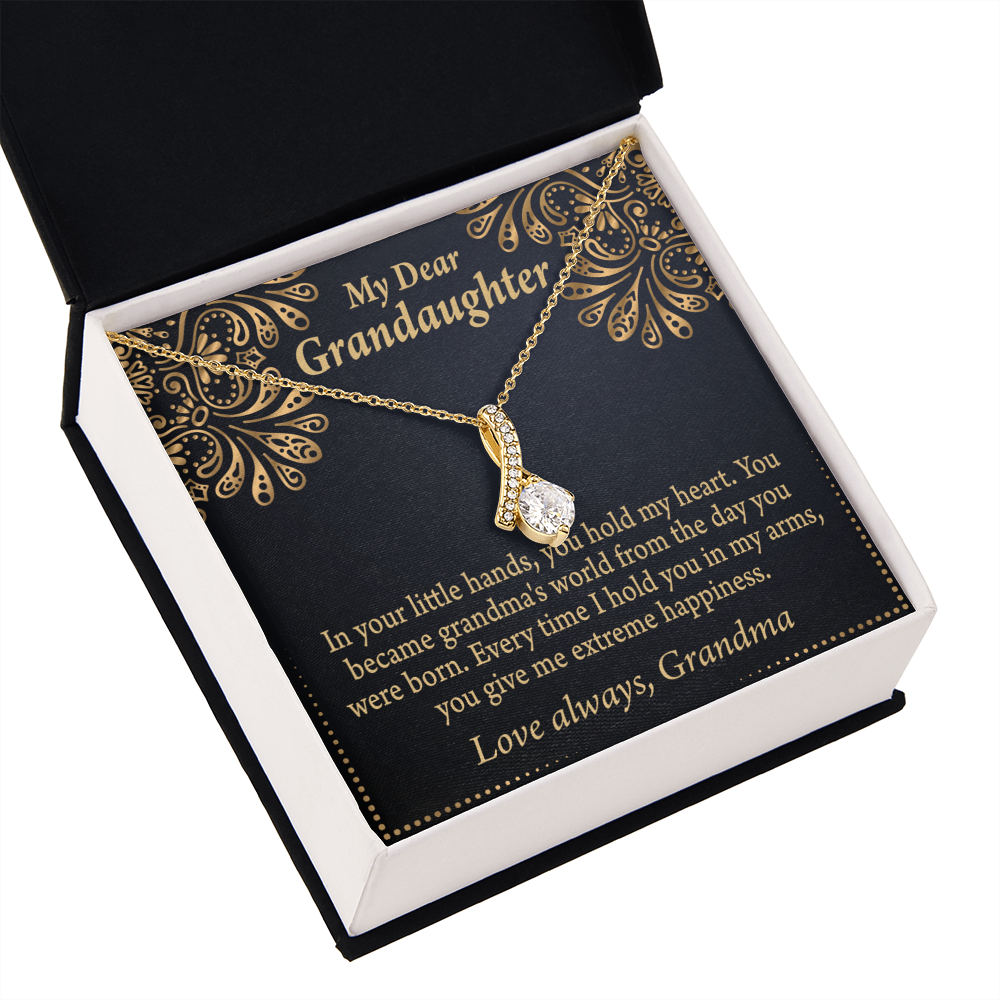To My Granddaughter Love Means A Grandchild Alluring Ribbon Necklace Message Card-Express Your Love Gifts