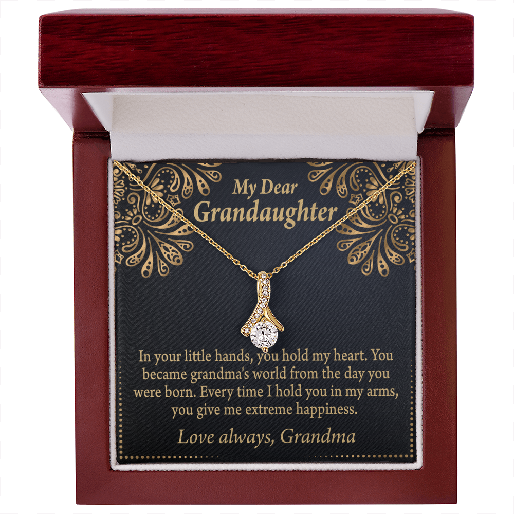 To My Granddaughter Love Means A Grandchild Alluring Ribbon Necklace Message Card-Express Your Love Gifts