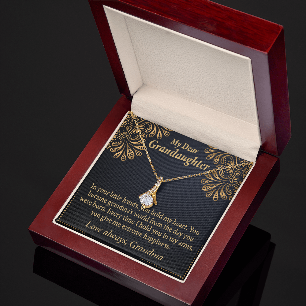 To My Granddaughter Love Means A Grandchild Alluring Ribbon Necklace Message Card-Express Your Love Gifts