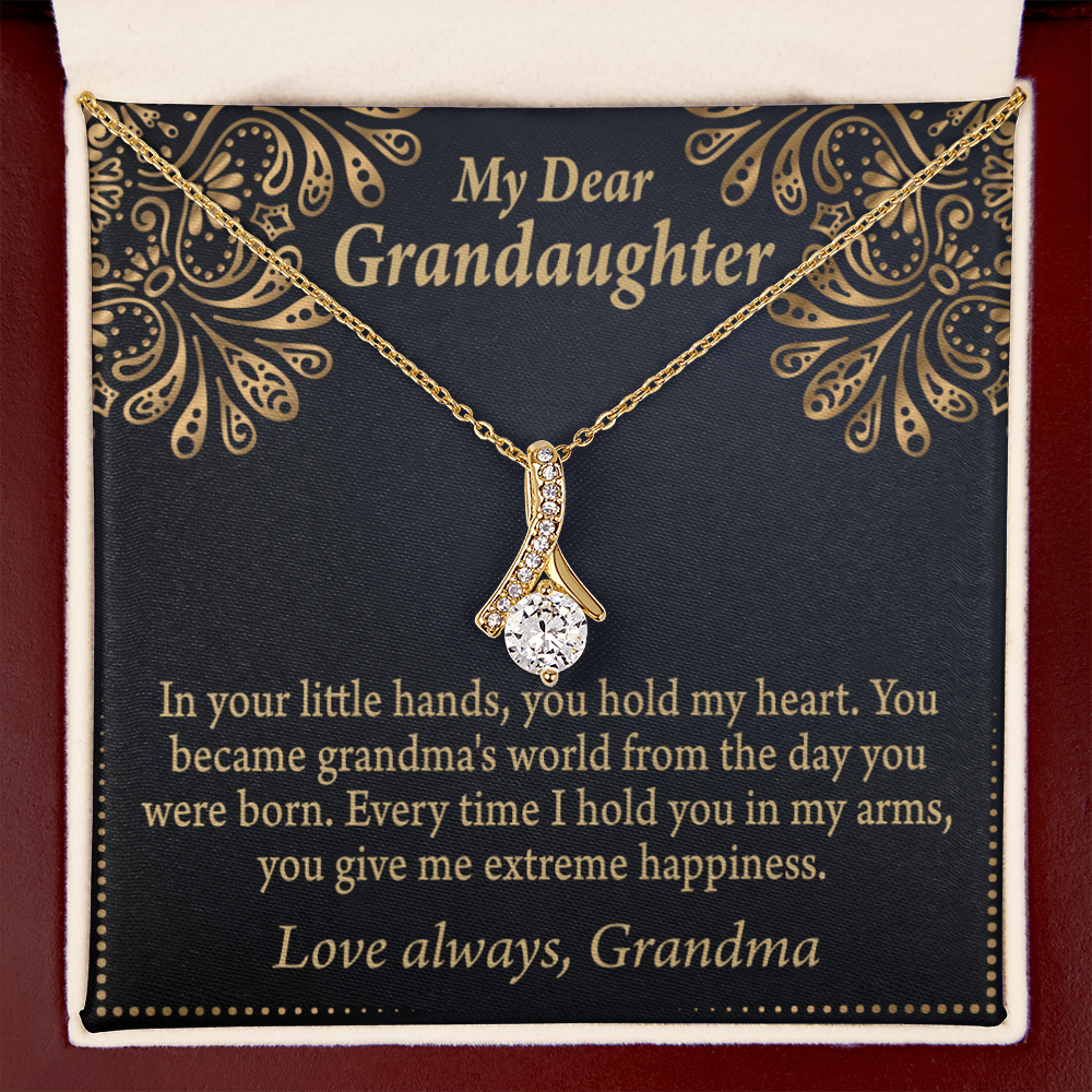 To My Granddaughter Love Means A Grandchild Alluring Ribbon Necklace Message Card-Express Your Love Gifts