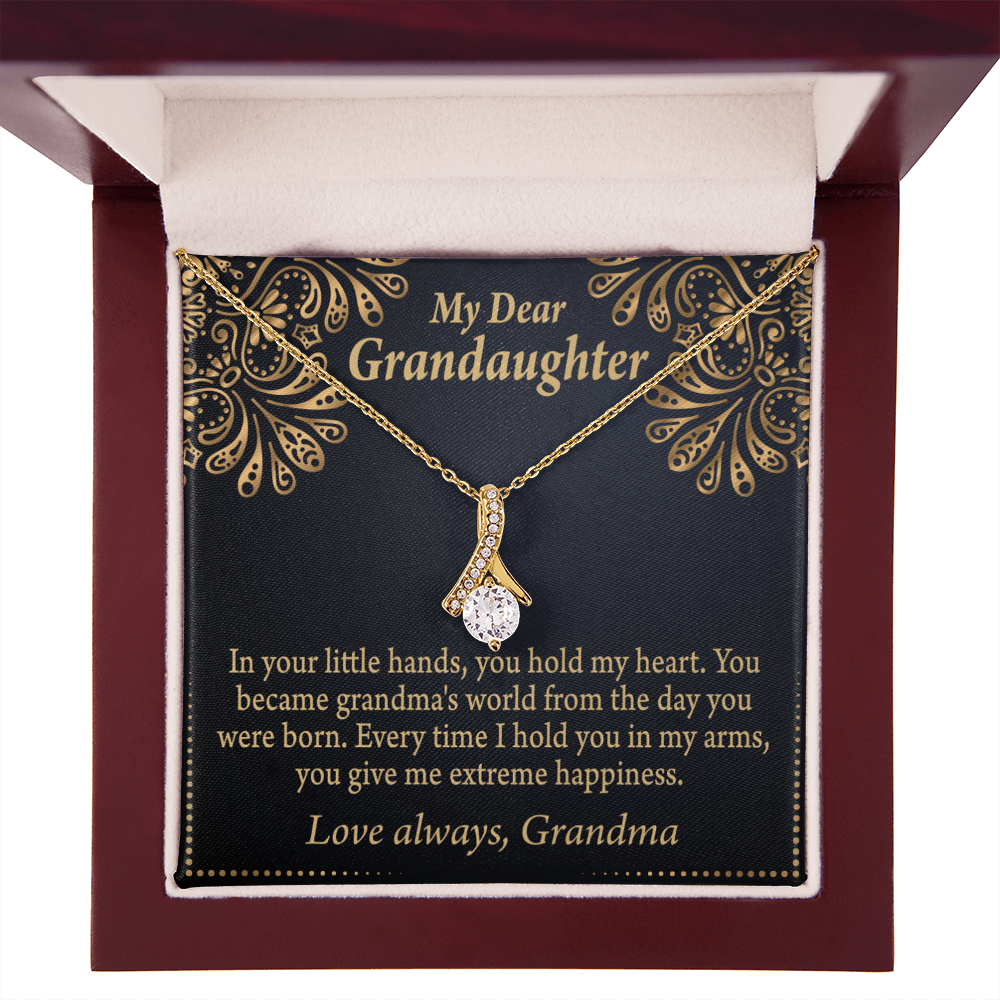 To My Granddaughter Love Means A Grandchild Alluring Ribbon Necklace Message Card-Express Your Love Gifts