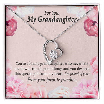 To My Granddaughter Loving Granddaughter To Grandma Forever Necklace w Message Card-Express Your Love Gifts