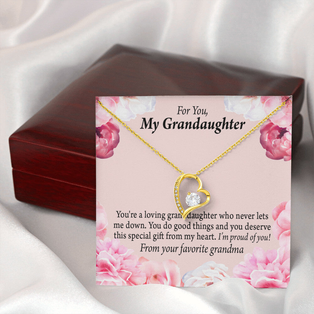 To My Granddaughter Loving Granddaughter To Grandma Forever Necklace w Message Card-Express Your Love Gifts