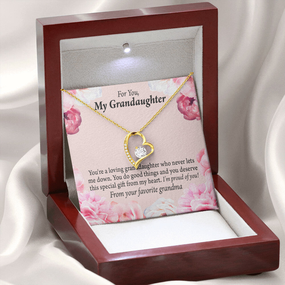 To My Granddaughter Loving Granddaughter To Grandma Forever Necklace w Message Card-Express Your Love Gifts