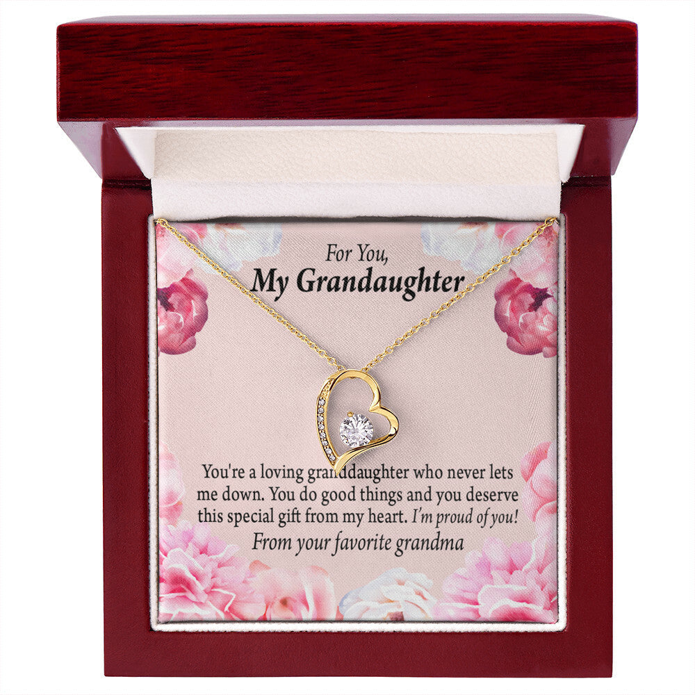 To My Granddaughter Loving Granddaughter To Grandma Forever Necklace w Message Card-Express Your Love Gifts