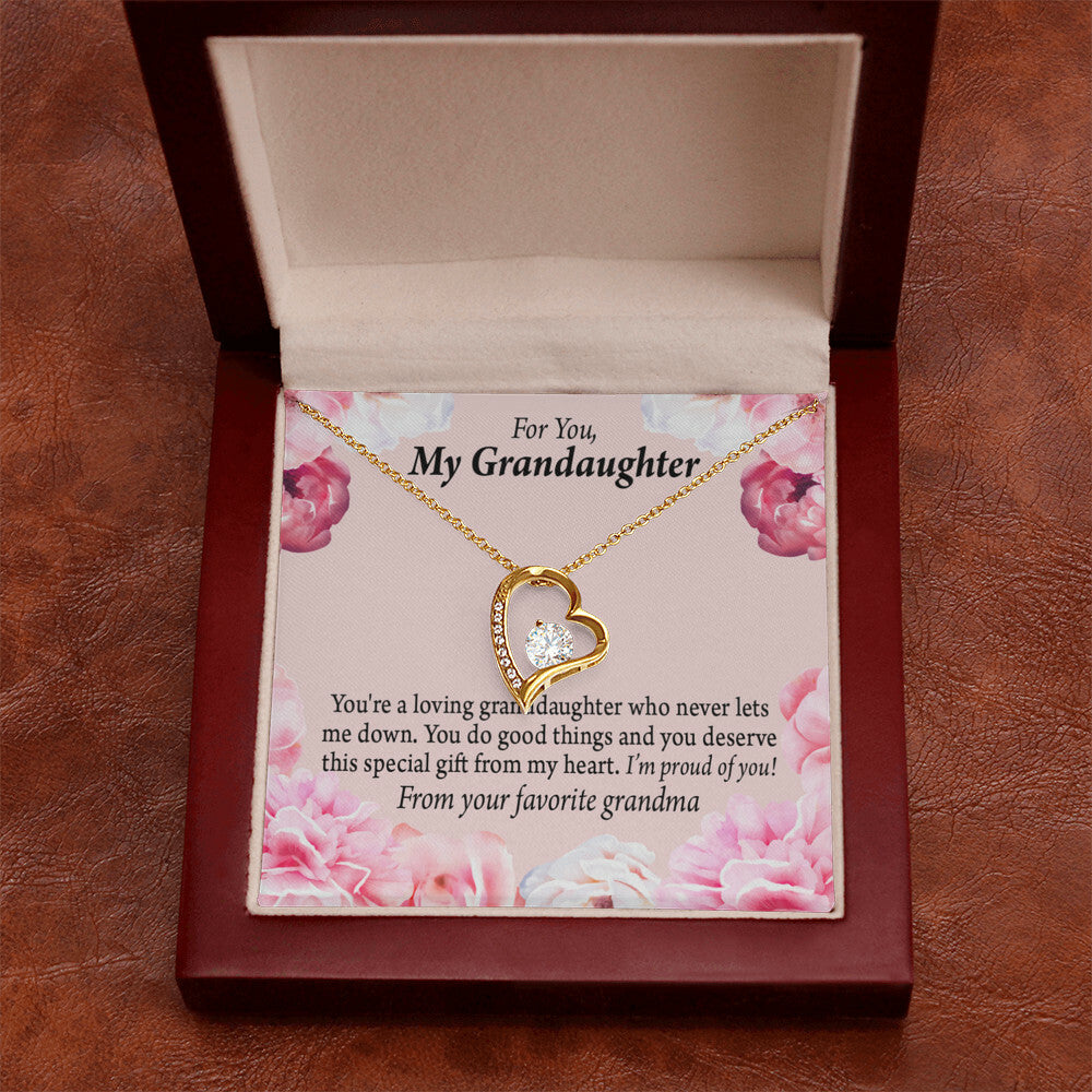 To My Granddaughter Loving Granddaughter To Grandma Forever Necklace w Message Card-Express Your Love Gifts