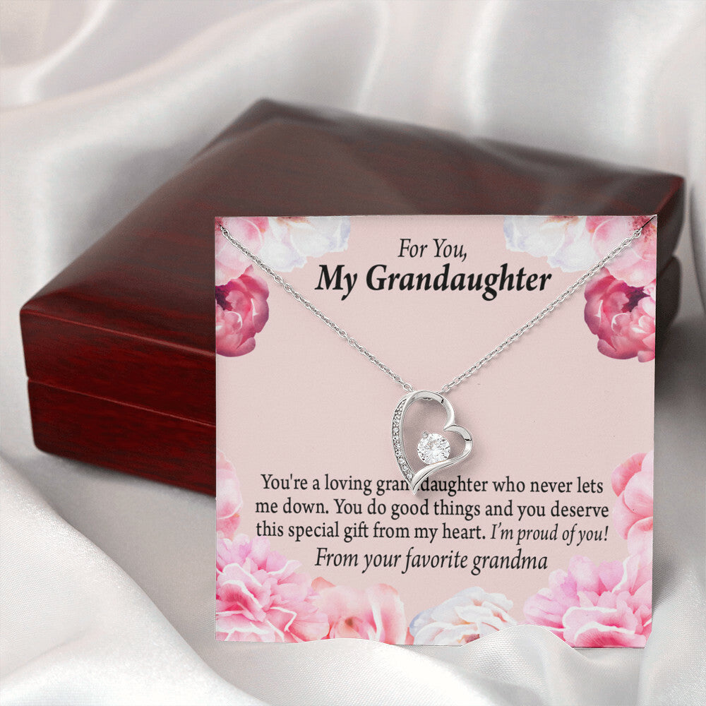 To My Granddaughter Loving Granddaughter To Grandma Forever Necklace w Message Card-Express Your Love Gifts