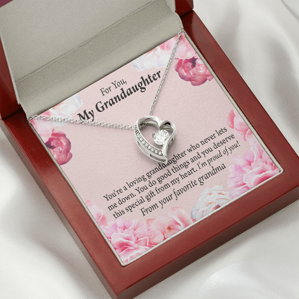 To My Granddaughter Loving Granddaughter To Grandma Forever Necklace w Message Card-Express Your Love Gifts